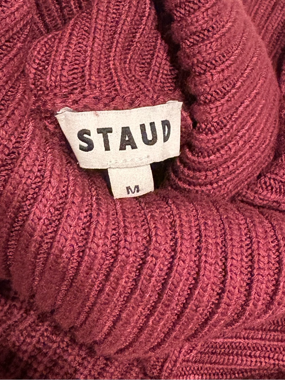 STAUD Benny Oversized  Turtleneck Knit Red Merlot Sweater - Picture 8 of 9